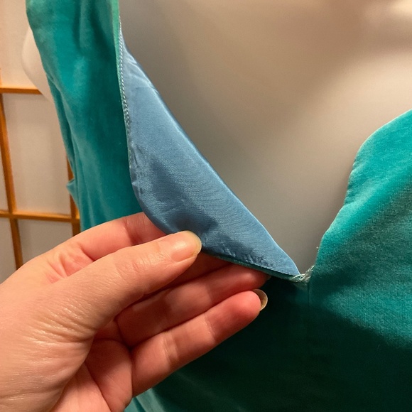 Exquisite 1950’s Aqua Velvet midi flare party dress - Picture 11 of 16